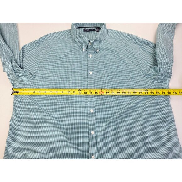 Roundtree Yorke Size 2XL Mens Green White Check Button Down Long Sleeve Shirt - Picture 3 of 8